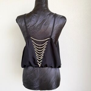 Papaya Cami Top Chain Back Detail Surplice Womens L Black